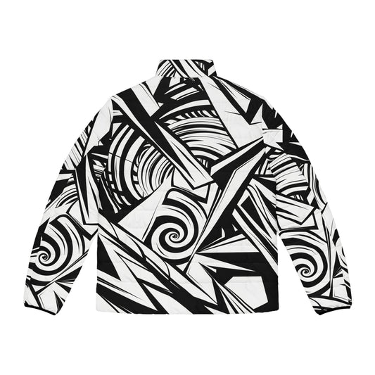 Artistic Men's Puffer Jacket - Abstract Design