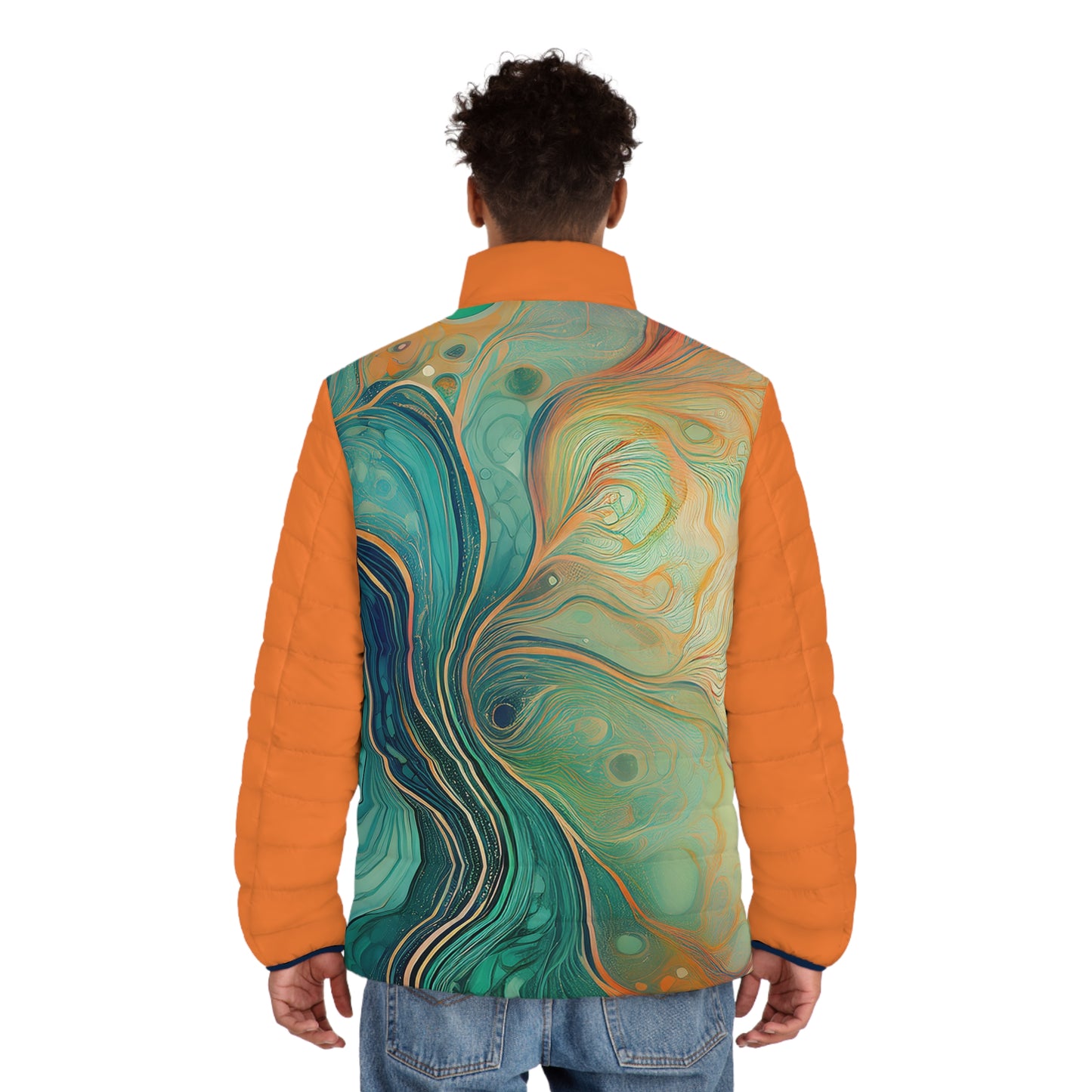 Men's Puffer Jacket - Orange