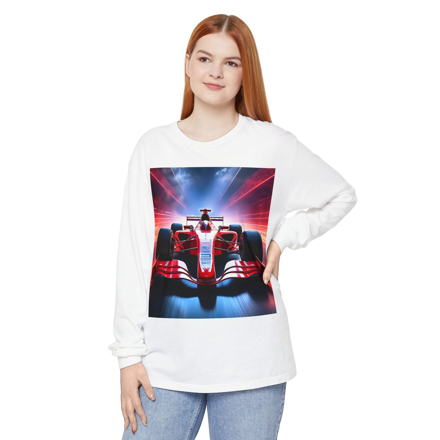 Speed Meets Style: Racing Graphic Long Sleeve Tee