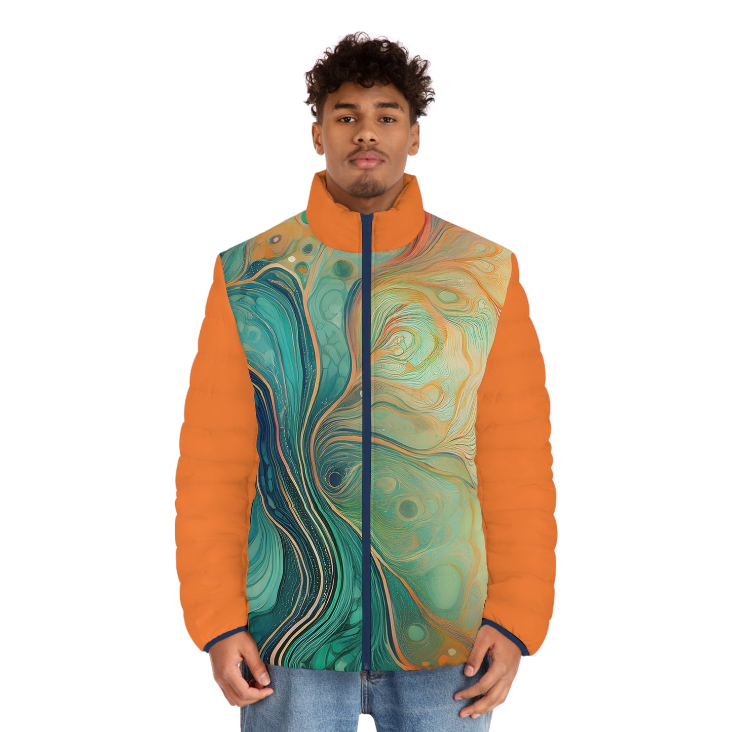 Men's Puffer Jacket - Orange