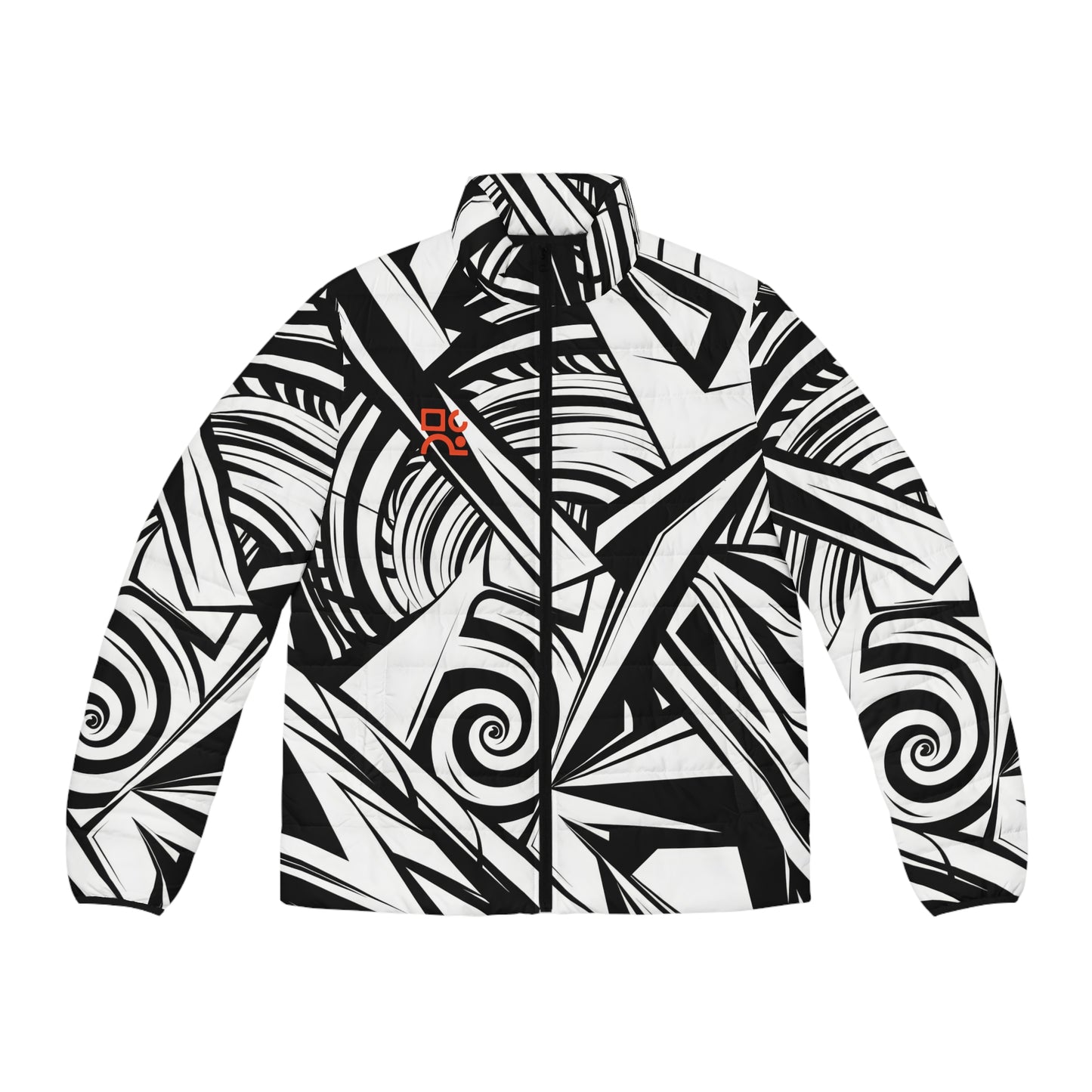 Artistic Men's Puffer Jacket - Abstract Design