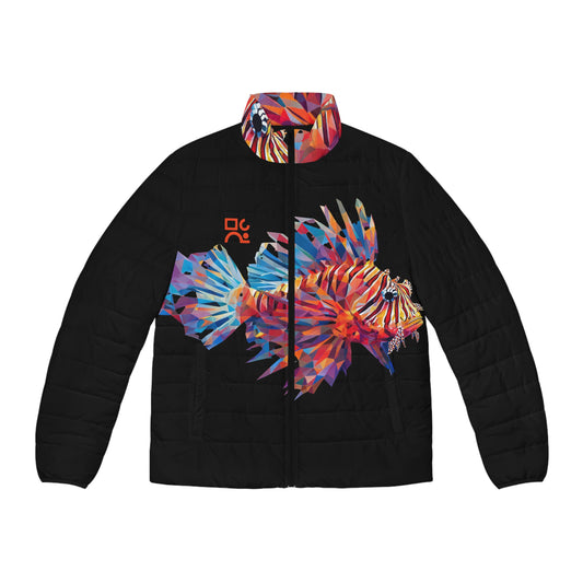 Artistic Men's Puffer Jacket - Colorful Fish