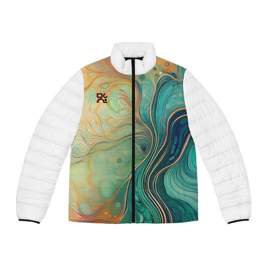 Copy of Copy of Artistic Men's Puffer Jacket, Colorful Puffer Coat, Trendy Outerwear, Unique Winter Jacket, Stylish Gift for Him
