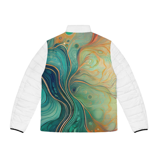 Copy of Copy of Artistic Men's Puffer Jacket, Colorful Puffer Coat, Trendy Outerwear, Unique Winter Jacket, Stylish Gift for Him
