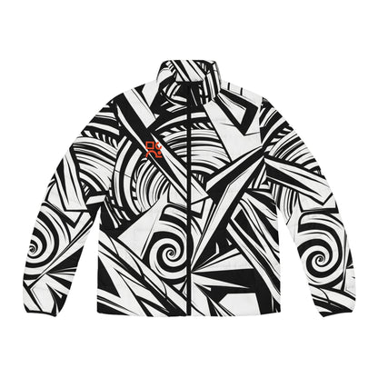 Artistic Men's Puffer Jacket - Abstract Design