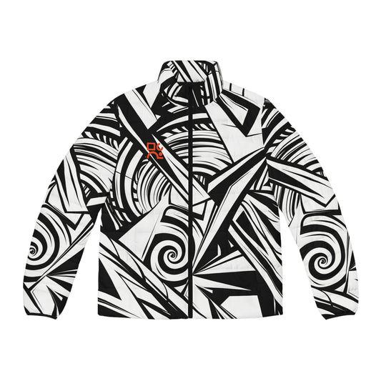 Artistic Men's Puffer Jacket - Abstract Design