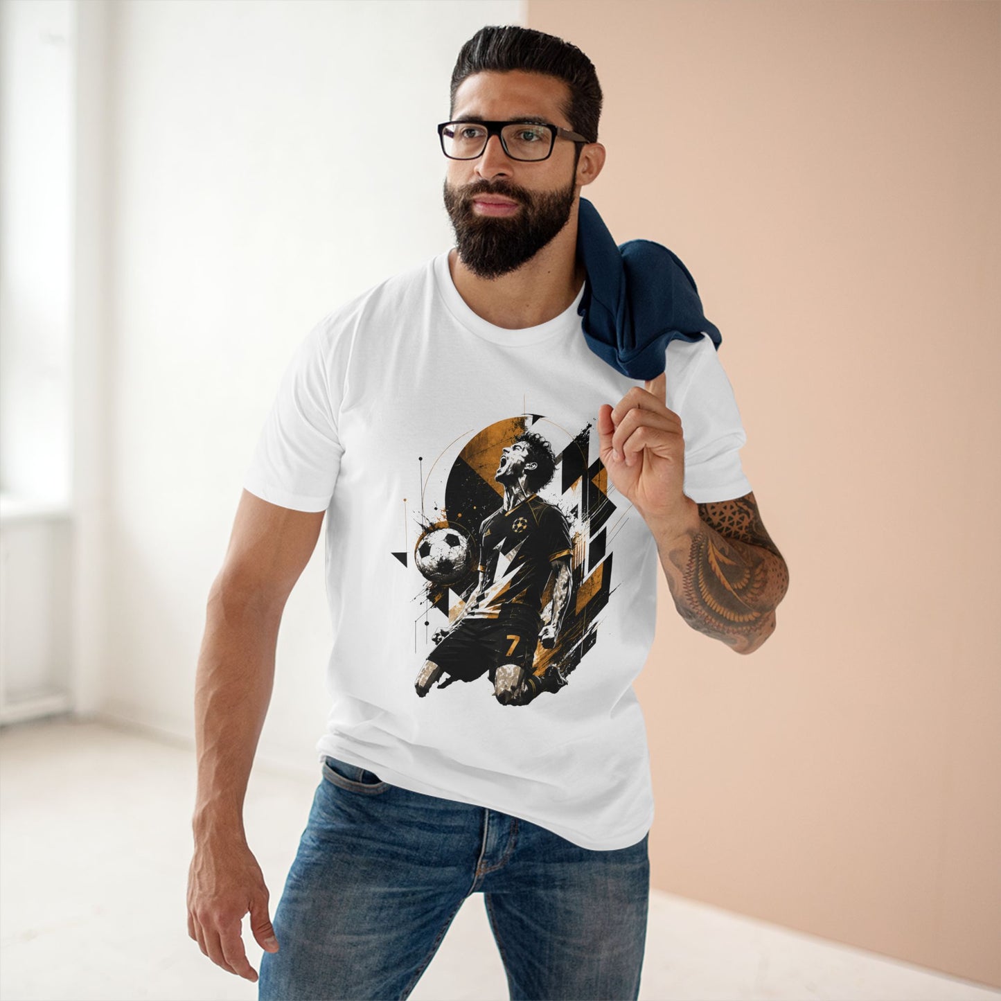 Soccer Player Graphic Tee – Dynamic Vintage Soccer Art T-Shirt